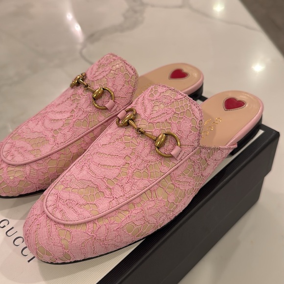 GUCCI 1955 Horsebit Accent Lace Mules - Picture 6 of 8